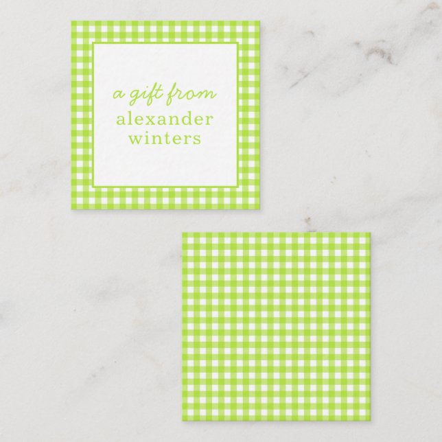 Gingham Personalized Gift Enclosure Cards (Front/Back)