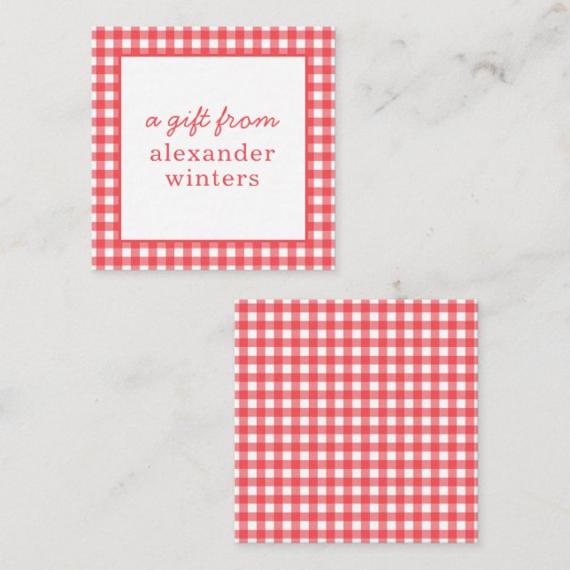 Gingham Personalized Gift Enclosure Cards (Front/Back)