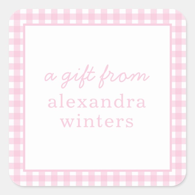 Gingham Personalized Gift Stickers (Front)