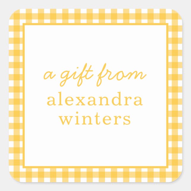 Gingham Personalized Gift Stickers (Front)