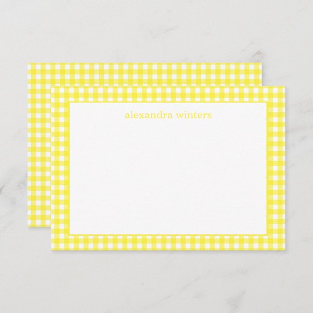 Gingham Personalized Note Cards (Front/Back)