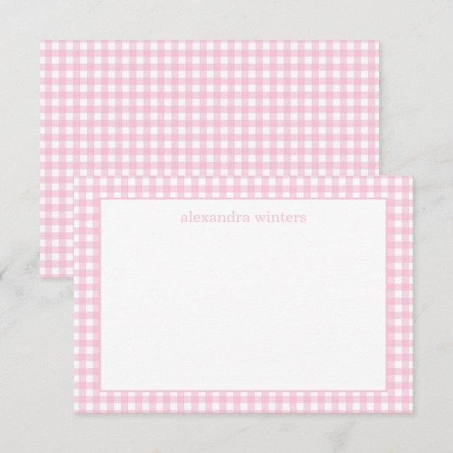 Gingham Personalized Note Cards (Front/Back)