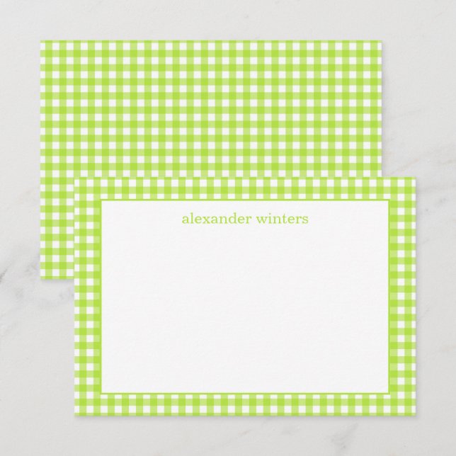 Gingham Personalized Note Cards (Front/Back)
