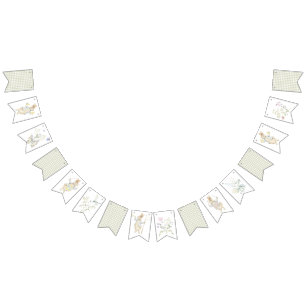 Gingham Peter the Rabbit Blue Monogram Baby Shower Bunting Flags
