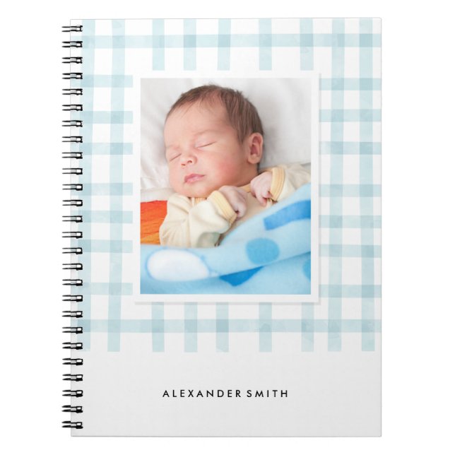 Gingham Photo Journal - Light Blue (Front)