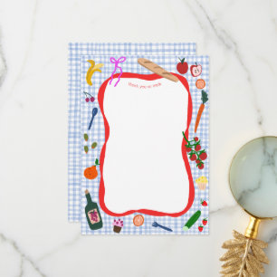 Gingham Picnic Modern Cute CUSTOM BIRTHDAY Thank You Card