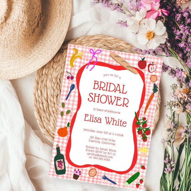 Gingham Picnic Modern Cute CUSTOM Bridal Shower Invitation (Gingham Picnic Modern Cute CUSTOM Bridal Shower Invitation
)