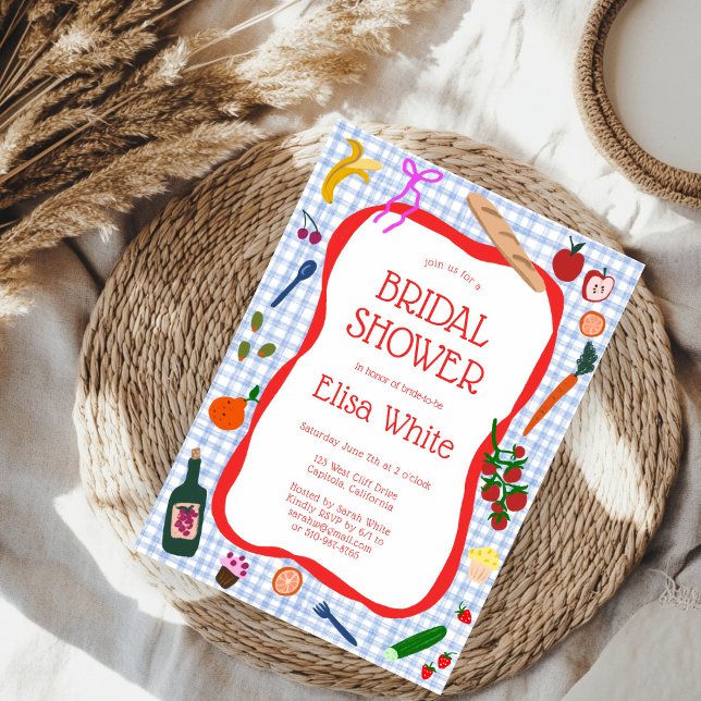 Gingham Picnic Modern Cute CUSTOM Bridal Shower Invitation (Gingham Picnic Modern Cute CUSTOM Bridal Shower Invitation
)