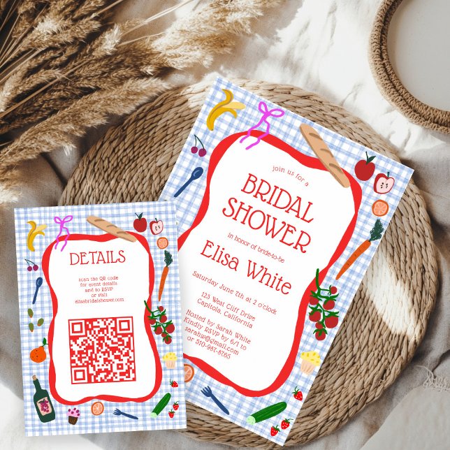 Gingham Picnic Modern Cute CUSTOM QR Bridal Shower Enclosure Card (Gingham Picnic Modern Cute CUSTOM QR Bridal Shower Enclosure Card
)