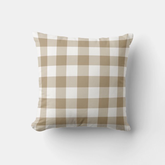 Gingham Pillow in Starfish Brown (Front)