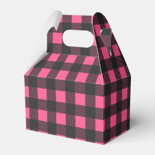 Gingham Pink and Black Buffalo Plaid Wedding Party Favor Box