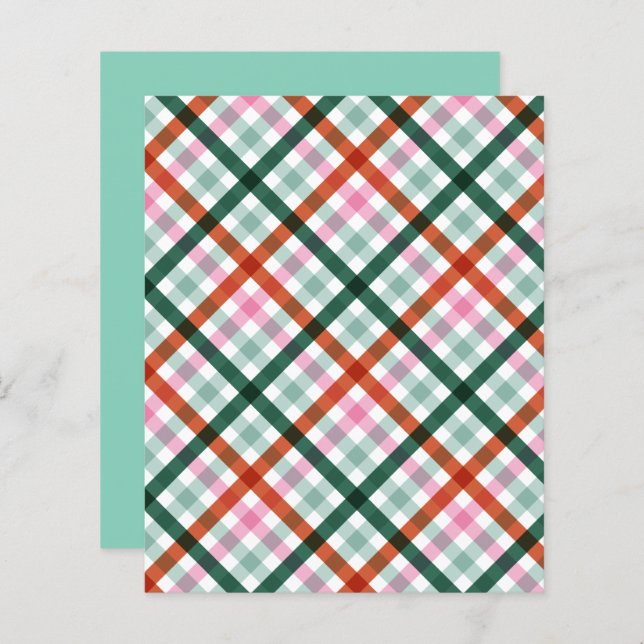 Gingham Pink Red Green Pattern (Front/Back)