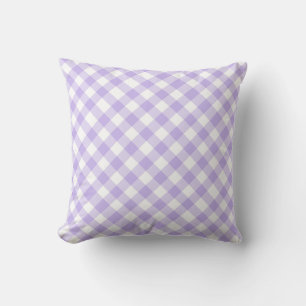 gingham plaid checks chequered pattern purple throw pillow