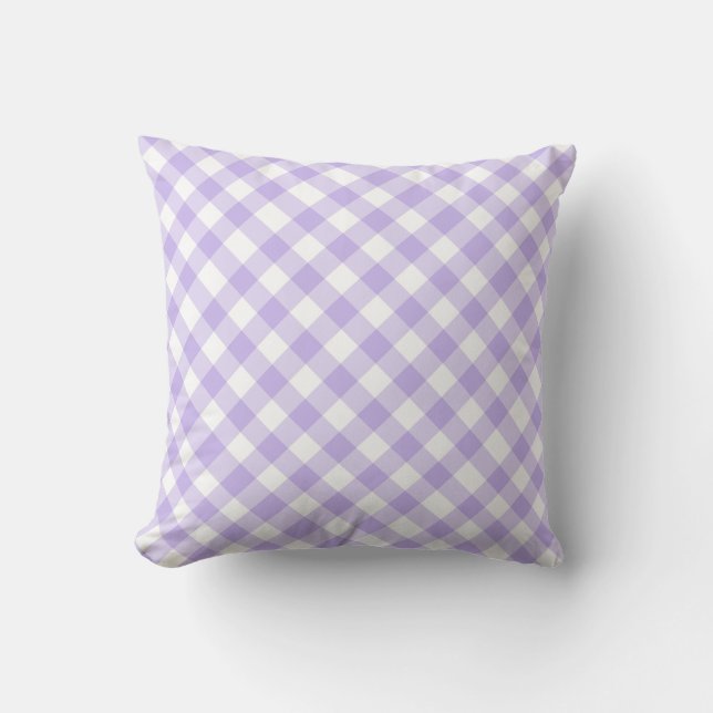 gingham plaid checks chequered pattern purple throw pillow (Front)