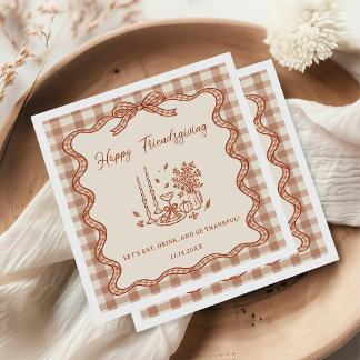 Gingham Plaid Friendsgiving Dinner Napkin