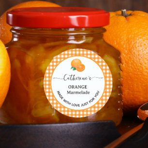gingham plaid Homemade Orange Marmelade Label