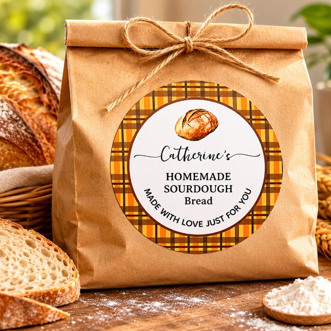 Gingham plaid Homemade sourdough bread label (Creator Uploaded)