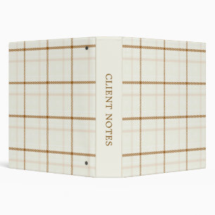 Gingham plaid neutral brown ivory pastel colour binder