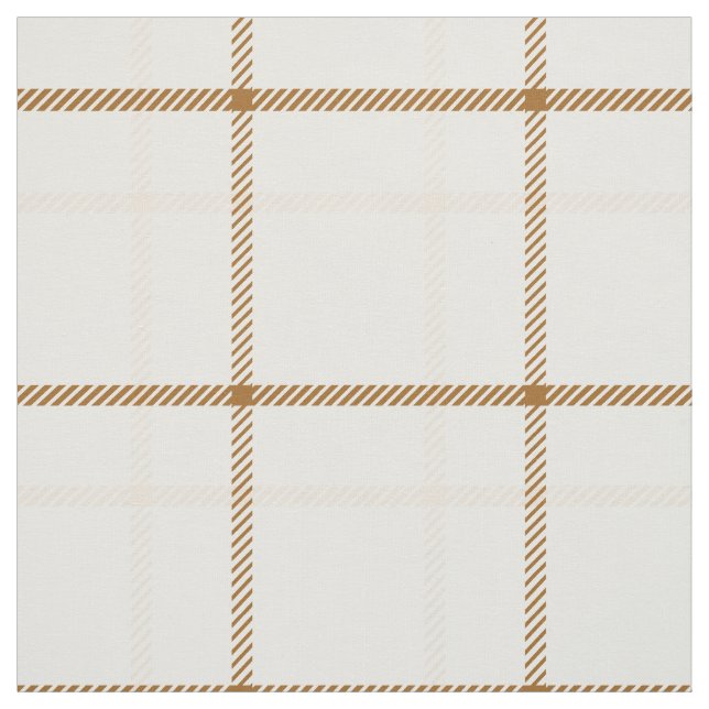 Gingham plaid neutral brown ivory pastel colour fabric (Swatch)