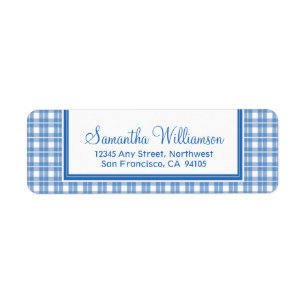 Gingham Plaid Return Address Labels (blue)