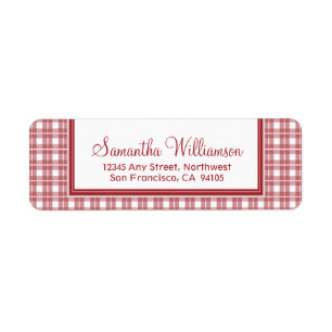 Gingham Plaid Return Address Labels (red)