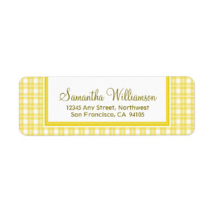 Gingham Plaid Return Address Labels (yellow)