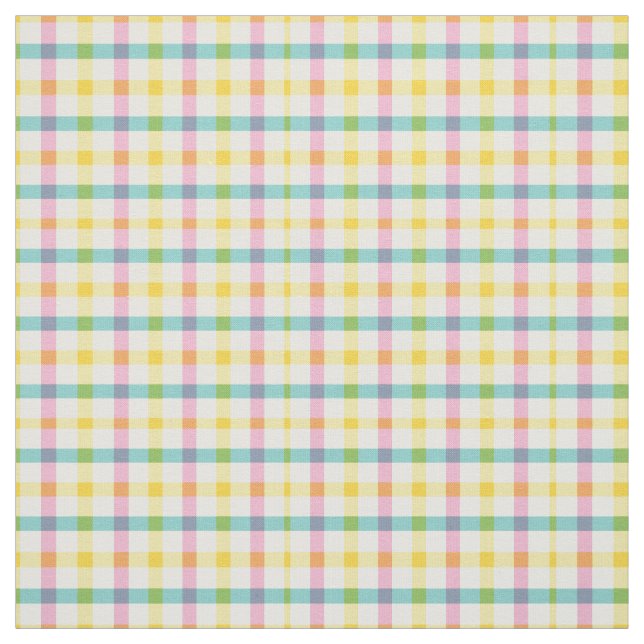 Gingham-print in Spring Colours Green, Pink, Yello Fabric (Swatch)