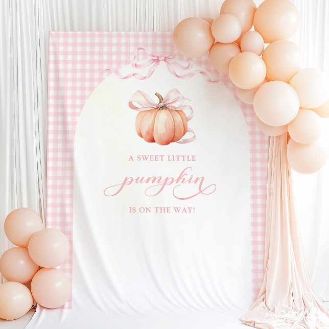 Gingham Pumpkin Baby Shower Arch Backdrop Tapestry (Creator Uploaded)