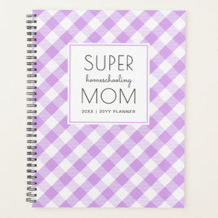 Gingham Purple and White Super Homeschool Mom Planner