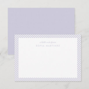 Gingham purple personalized children's stationery