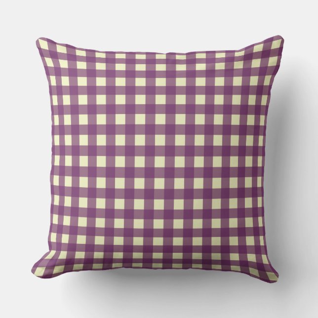 GINGHAM - PURPLE & WHITE THROW PILLOW (Front)