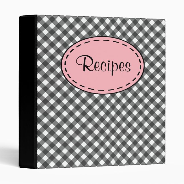 Gingham Recipe Binder (Front/Spine)
