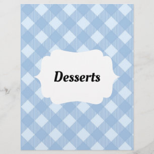 Gingham Recipe Binder Tab Inserts Divider