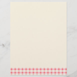 Gingham Recipes Blush Pink Check Cute Feminine Letterhead