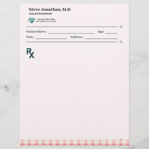 Gingham Recipes Blush Pink Check Cute Feminine Letterhead