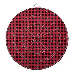 Gingham Red and Black Dartboard