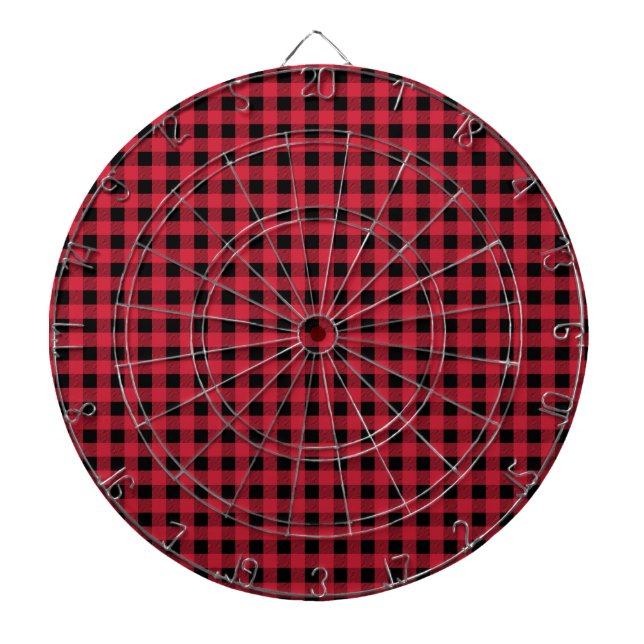 Gingham Red and Black Dartboard (Front)