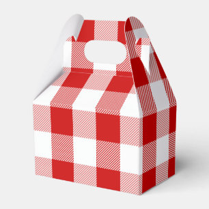 Gingham Red And White Checks Plaid Party Wedding Favor Box