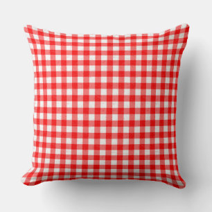 Gingham Red and White Pattern Cotton Throw Pillow