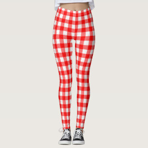 Gingham Red and White Pattern Leggings