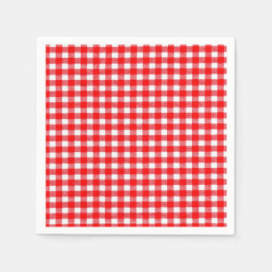 Gingham red and white traditional picnic napkin