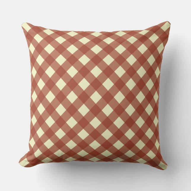 GINGHAM - RED & CREAM THROW PILLOW (Front)