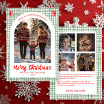 Gingham Red Green Christmas Custom Arch 5 Photo  Holiday Card<br><div class="desc">Perfect cute card for a fun holiday greeting! Hand made art for you! FULLY CUSTOMIZABLE! Click on “Personalize” above to edit the text on the front and back and add your own photos to the front and back. Click "edit using design tool" to adjust the fonts, colors and placements. (check...</div>
