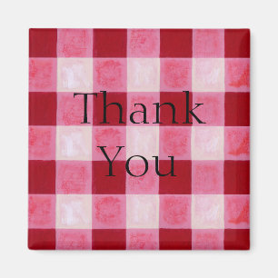 Gingham Red Thank You Magnet