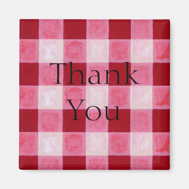 Gingham Red Thank You Magnet (Front)