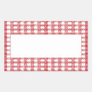 Gingham red white blank lace grid vintage plaid sticker