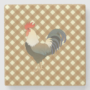 GINGHAM ROOSTER STONE COASTER