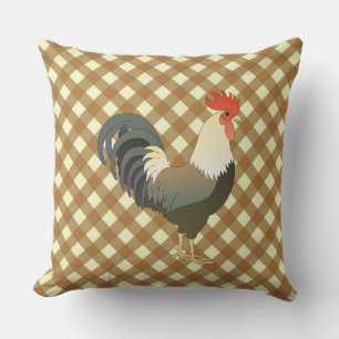 GINGHAM ROOSTER THROW PILLOW