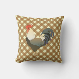 GINGHAM ROOSTER THROW PILLOW