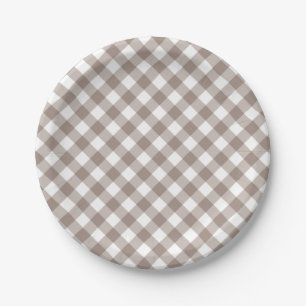 Gingham – Rustic Autumn Fall Baby Shower   Paper Plate